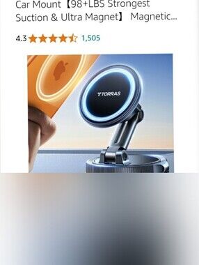 TORRAS Magnetic Magsafe Car Mount - Black with Blue LED